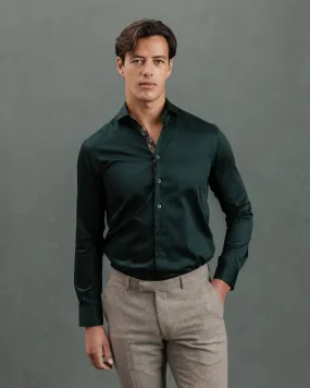 Green Sateen Shirt with Paisley Accents