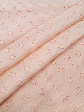 Light Peach Motifs Embroidered Cotton Heavy Hakoba Fabric
