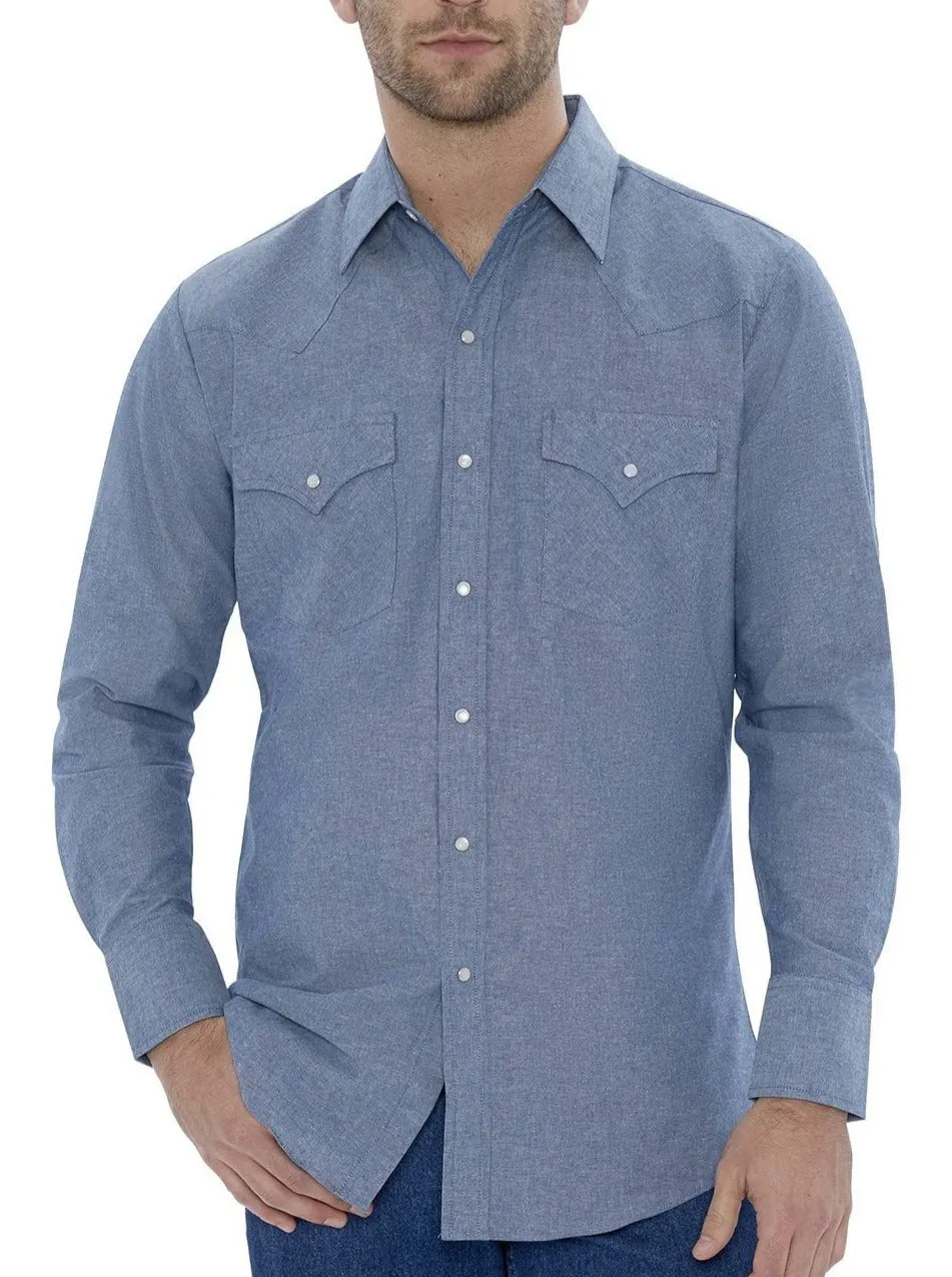 Men's Ely Cattleman Long Sleeve Chambray Western Snap Shirt