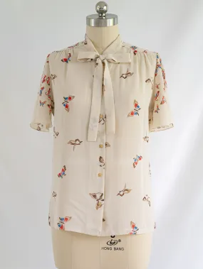 Vintage Chiffon Colorful Butterfly Blouse